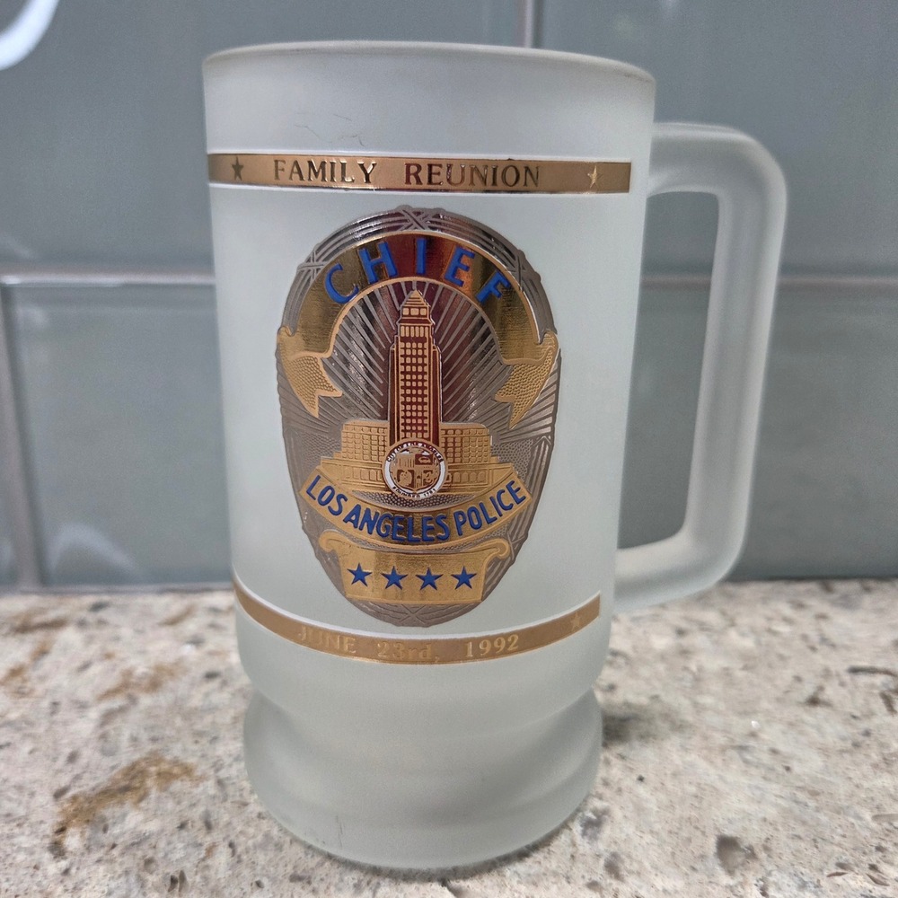 Vintage Los Angeles Police Chief Family Reunion 1992 Frosted Beer Mug‎